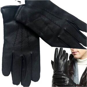 Nordstrom Mens Black Leather Cashmere Lined Gloves Medium NWT